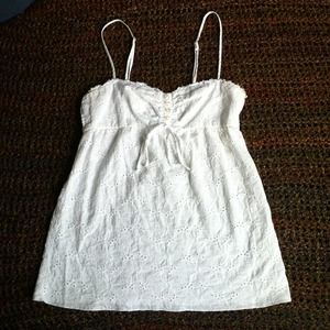 Kirra White Eyelet Baby Doll Tank Top