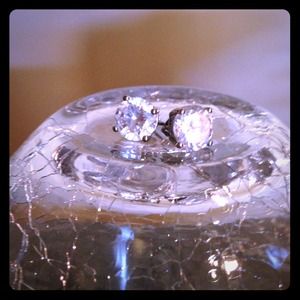 Cubic Zirconia silver tone stud earrings