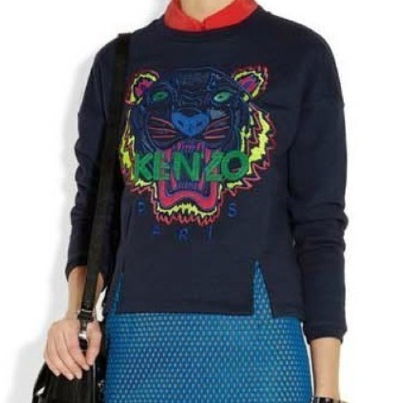 Kenzo sweater with slits on front- navy blue