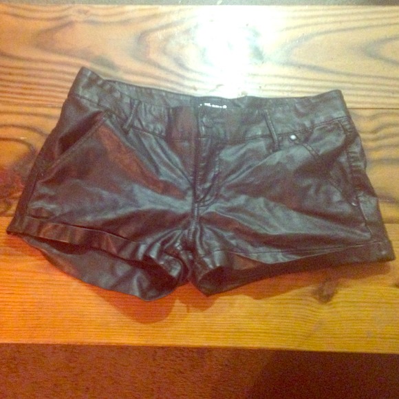Black pleather shorts.