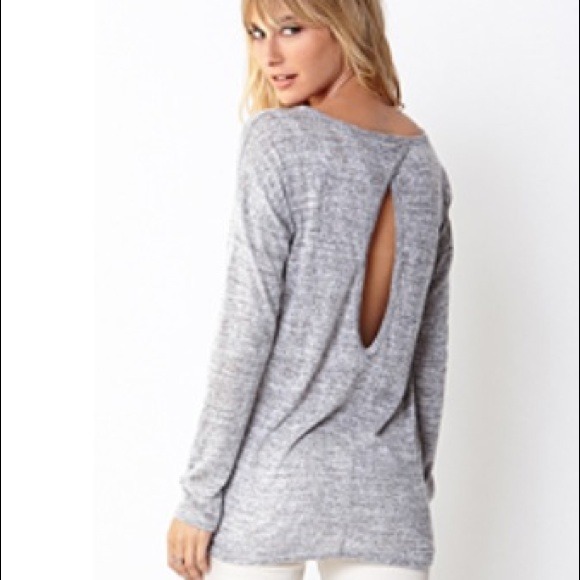 Heather Grey knit top with cute back cut out
