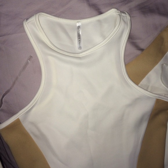 NEW Bodycon Beige & White contour Tank Dress - Picture 2 of 3