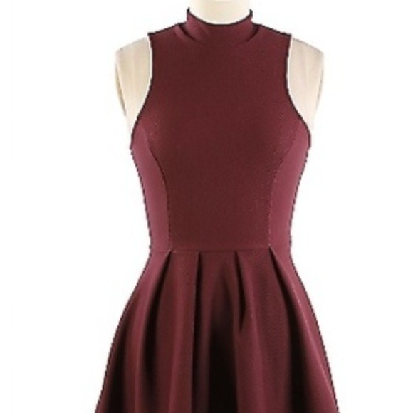 Knee length Burgundy flair dress