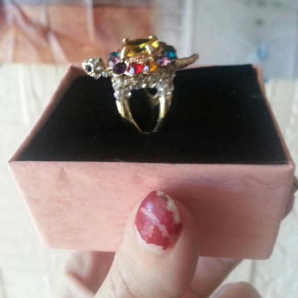 SALE! gold plated swarvoski crystal turtle ring