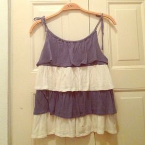 Ruffled blue and white shirt