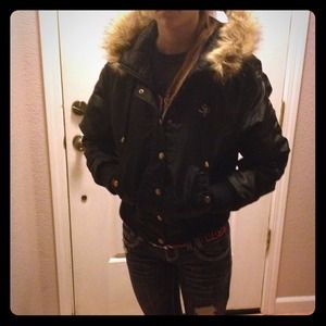 Hooded Jacket with faux fur