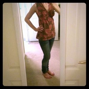 ***SOLD*** Sleeveless leaf print top