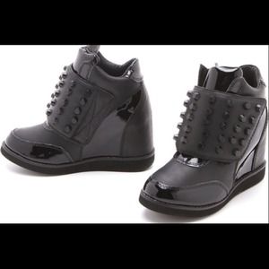 Jeffrey Campbell Black Patent Spike Sneaker Wedge