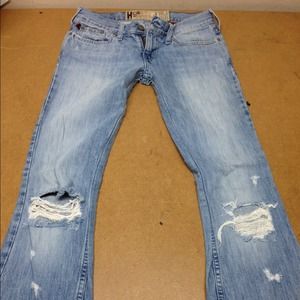 Hollister flare jeans destroyed look size 3 long