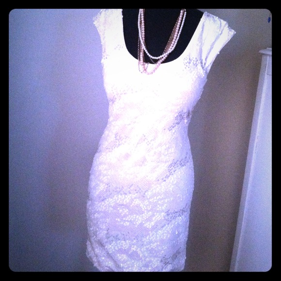 White Sequin Party Dress