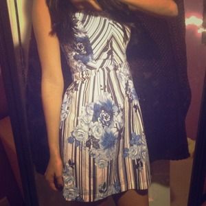 Navy blue flower print dress🌸