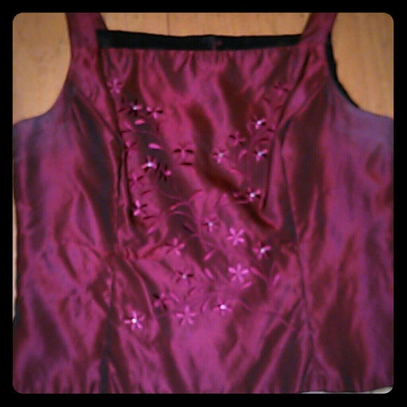 Two piece-floor length-burgundy-taffeta-bridesmaid