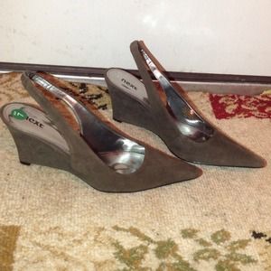 NEXT Light Brown Suede Wedge Heel Slingbacks Shoes