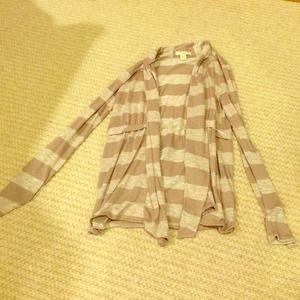 Cream and Light Brown Striped Cardigan