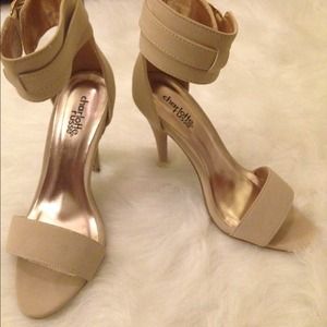Brand new minimalist single strap nude heels