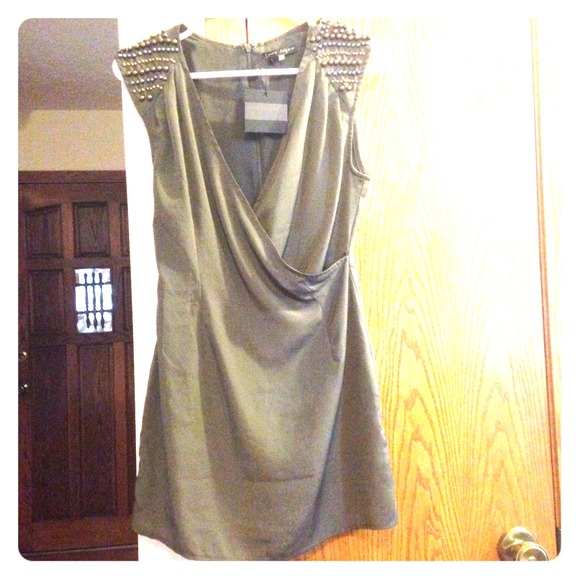 Brand New Olive color beaded short dress