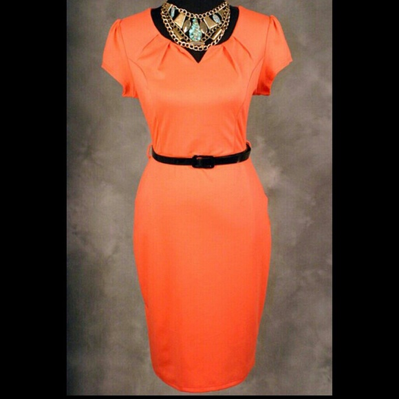 CORAL FITTED DRESS