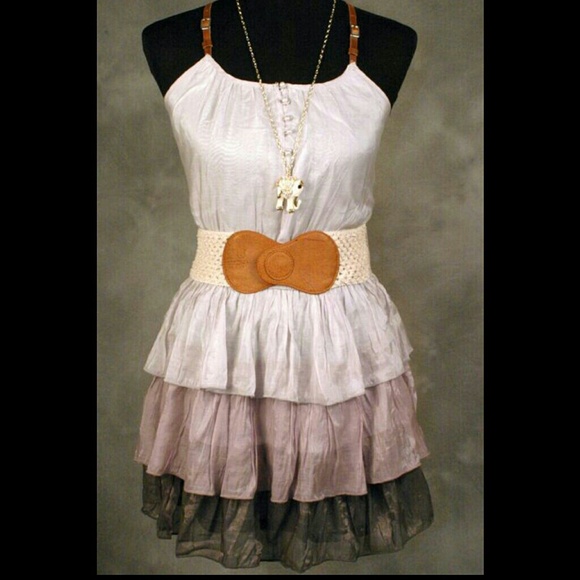 CREAM GATHERED MINI DRESS