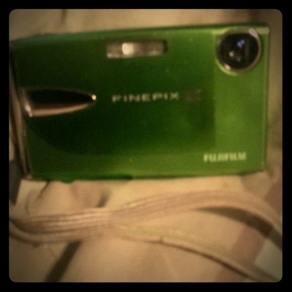 Lime green fujifilm slide camera
