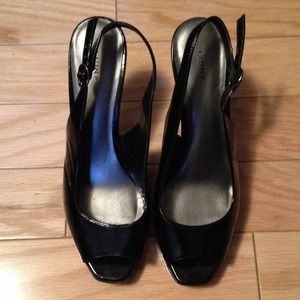 Black open toe heels