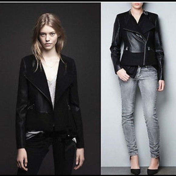 ⛔️SOLD⛔️Zara Wool & Leather Moto Jacket! - Picture 3 of 3