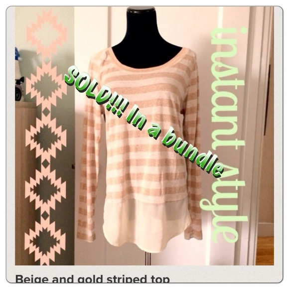 Beige and gold striped top