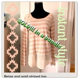 Beige and gold striped top
