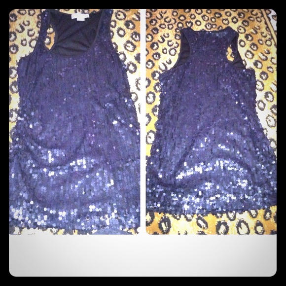 Black razorback sequin tank top