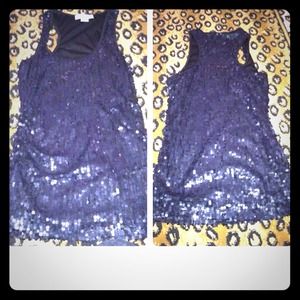 Black razorback sequin tank top