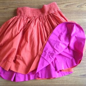 Reversible orange & pink cotton full skirt sz 6
