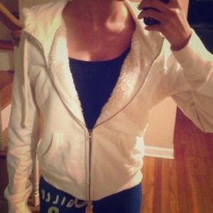 White Gilly Hicks fur lined hoodie zipup