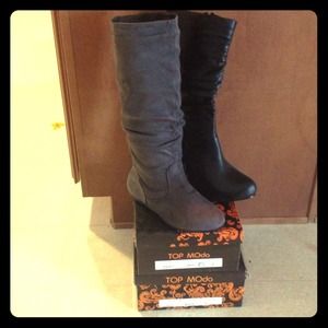 long suede grey 9 & high heel size black size 8.5