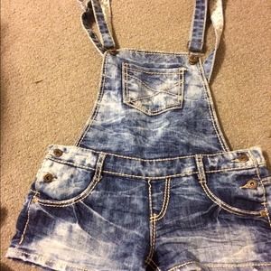 Denim shorts overalls