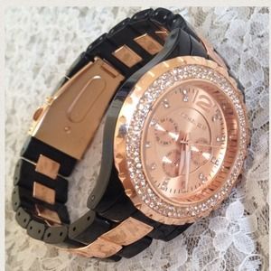 Mk watch in Black n Rose Gold