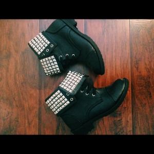 Black studded combat boots