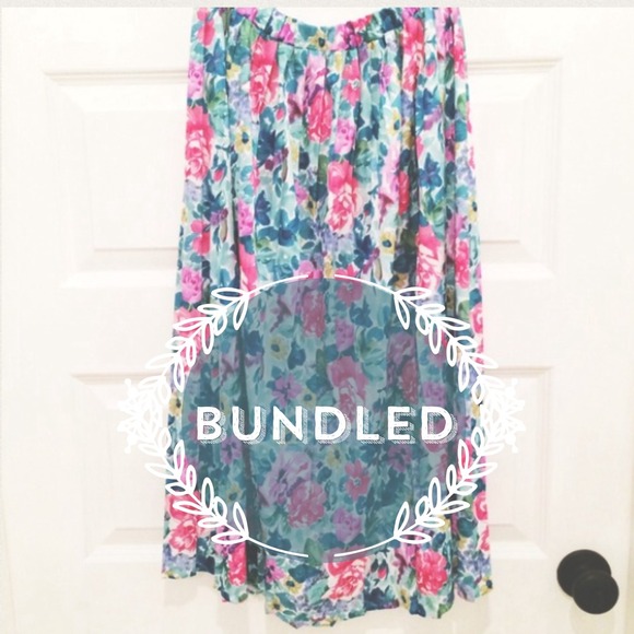 :: RESERVED :: Vintage Floral Midi Skirt - Picture 1 of 4