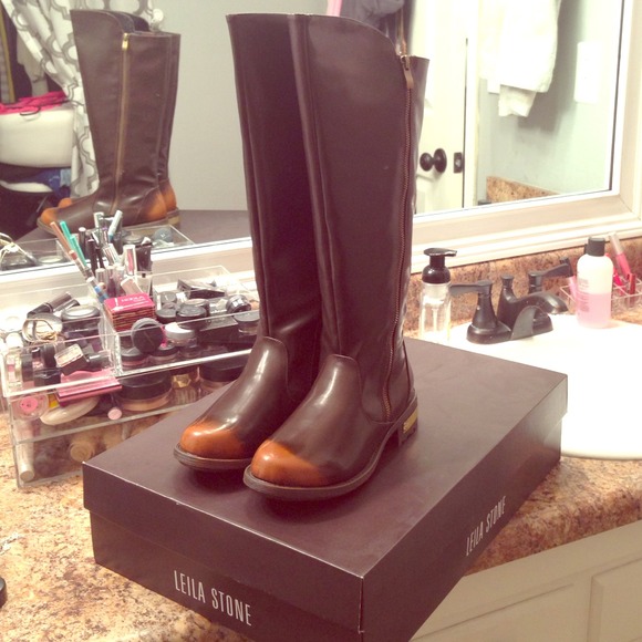 Leila Stone cognac boots size 7.5