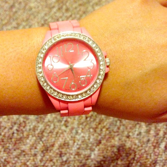 Coral color wrist watch