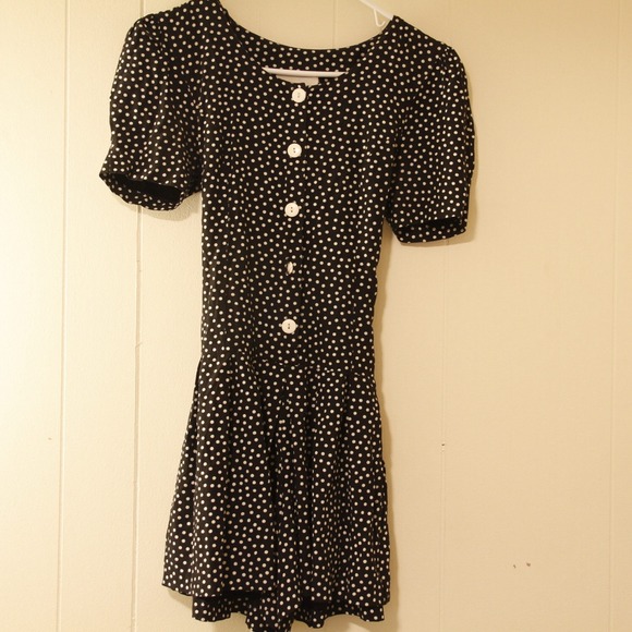 *SOLD* B&W polka dot romper