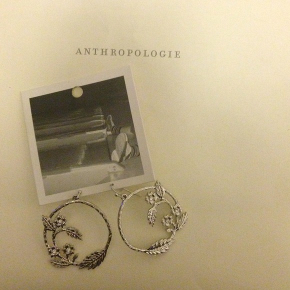 Anthro flower hoop earrings