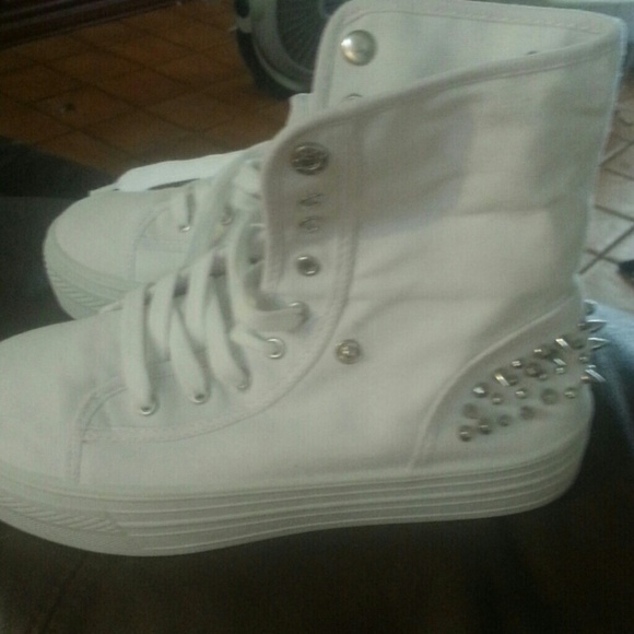 New never worn spiked high tops. Fold up or down - Picture 2 of 2