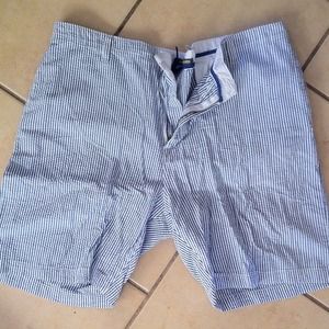 Mens. Navy and white pin striped shorts
