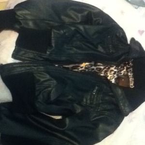 Bundle faux leather jacket and black skirt