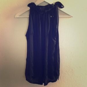 Black silky halter top