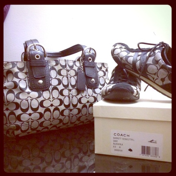 Black and grey coach bag