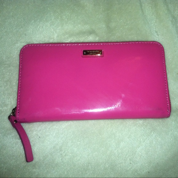 Hot pink paten leather wallet