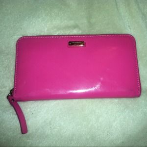 Hot pink paten leather wallet