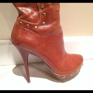 *ON HOLD*Knee-high Studded Cognac Boots