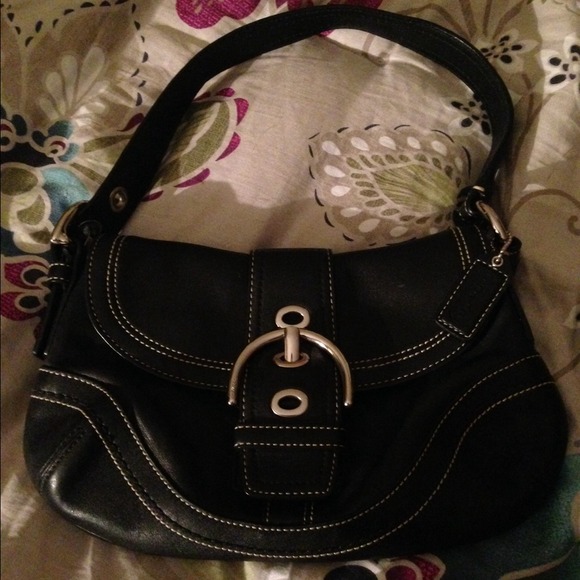Small black leather Coach purse