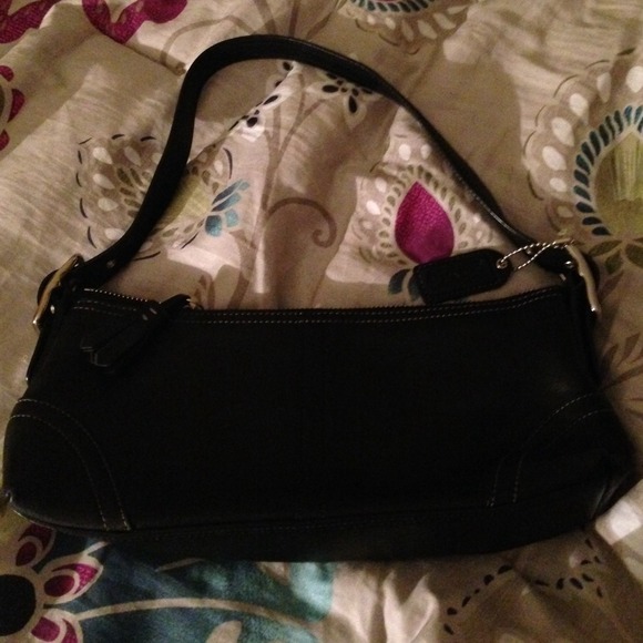 Small black leather Coach bag